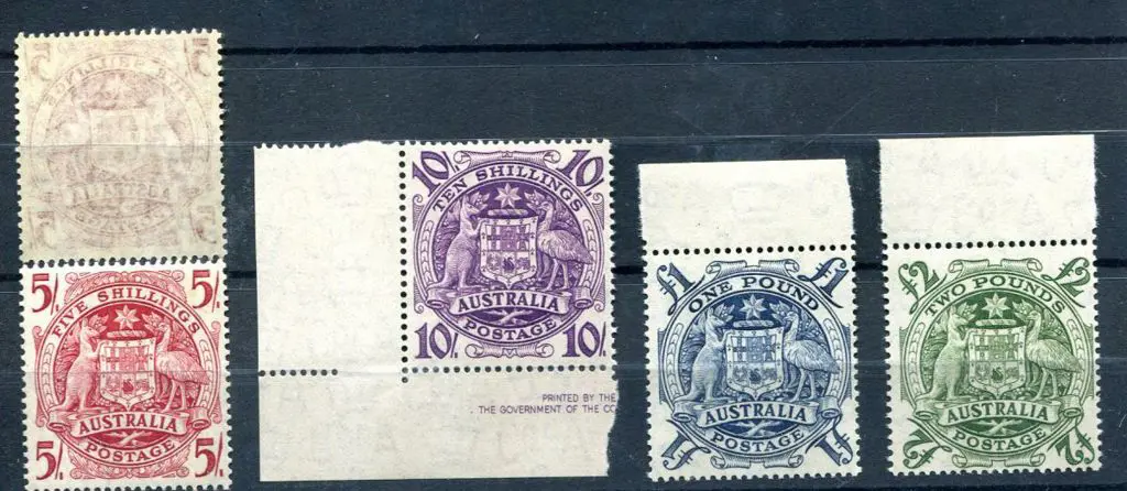 1947/50 Arms MUH set of 4 plus 5/- on thin paper. ... Image 1++
