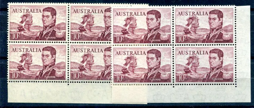 1963/65 10/- Flinders lower right corner selvedge ... Image 1++