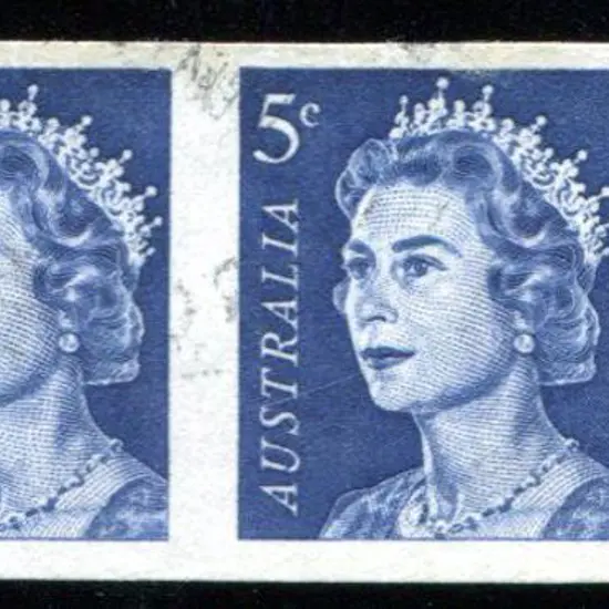 1966 5c deep blue QEII in imperforate horiz strip ...