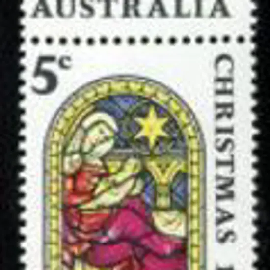 1969 5c Christmas vertical strip of 5 with bottom ...