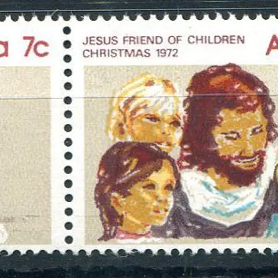 1972 7c Christmas horiz right hand marginal pair ...