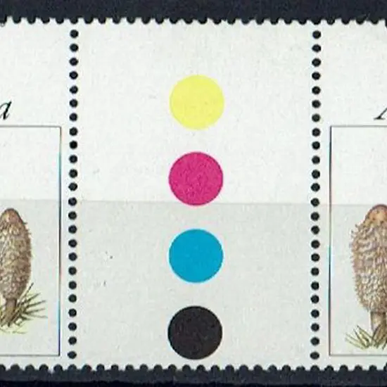 1981 35c Fungi gutter pair with misperforation ...