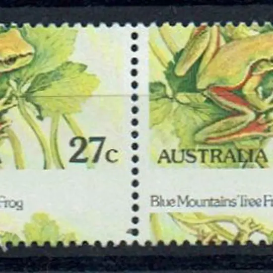 1982 27c Tree Frog horiz pair with massive ...