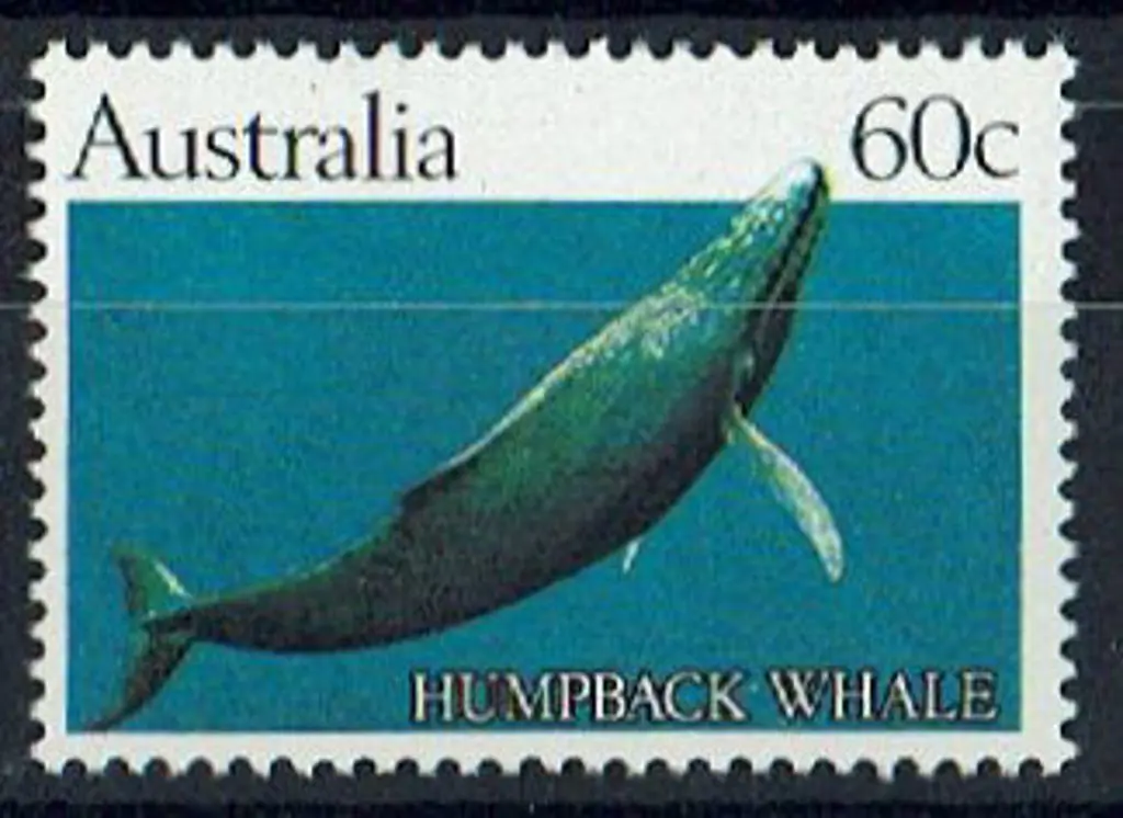 1982 60c Humpback Whale trial printing with solid ... Image 1++