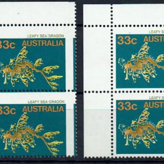 1985 33c Sea-dragon top left corner block of 4 ...