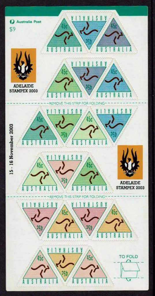1994 $9 ATM Kangaroo S/A sheetlet ovptd Adelaide ... Image 1++