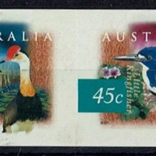 1997 45c Wetlands birds S/A strip of 4 totally ...