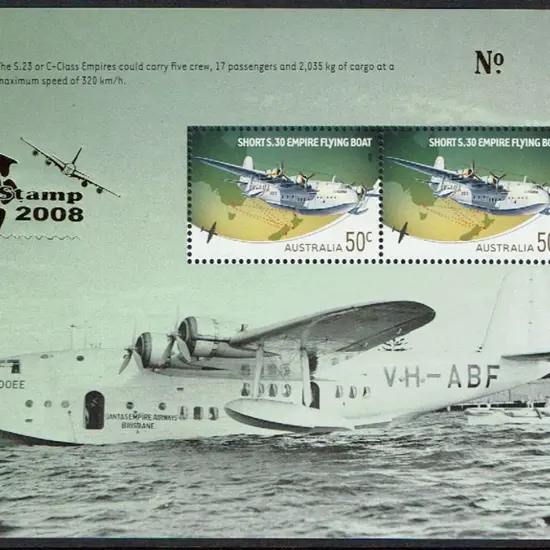 2008 $1 Empire Flying Boat Prestige booklet pane ...