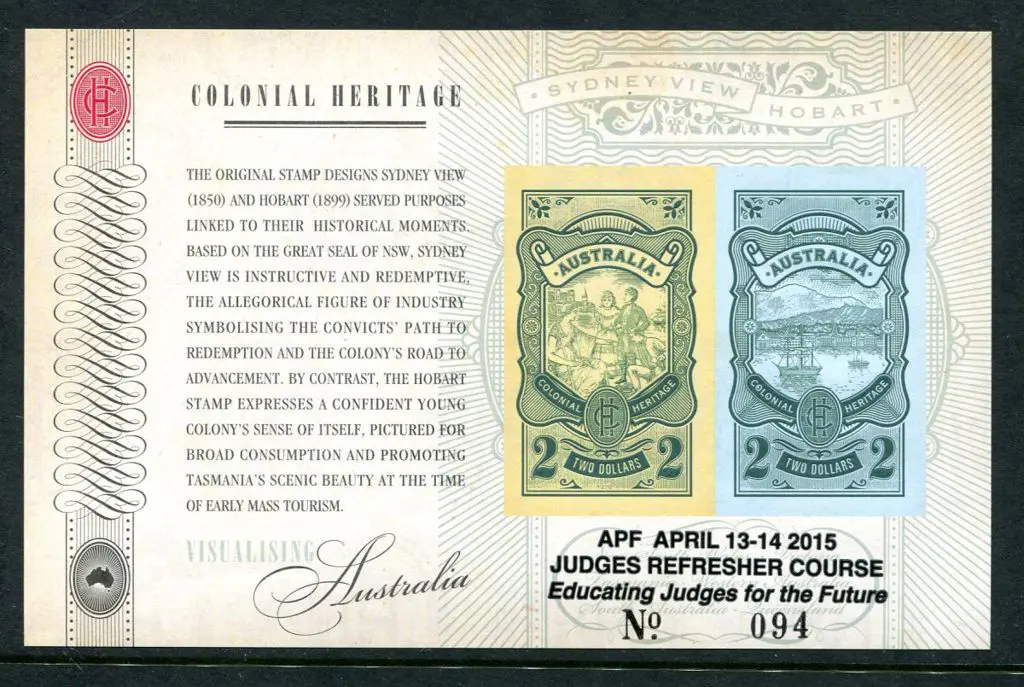 2015 $4 Colonial Heritage imperf M/S ovptd "APF ... Image 1++