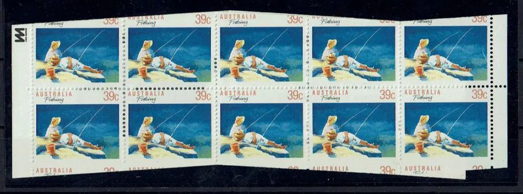 1989 $3.90 Fishing booklet miscut resulting in ... Image 1++