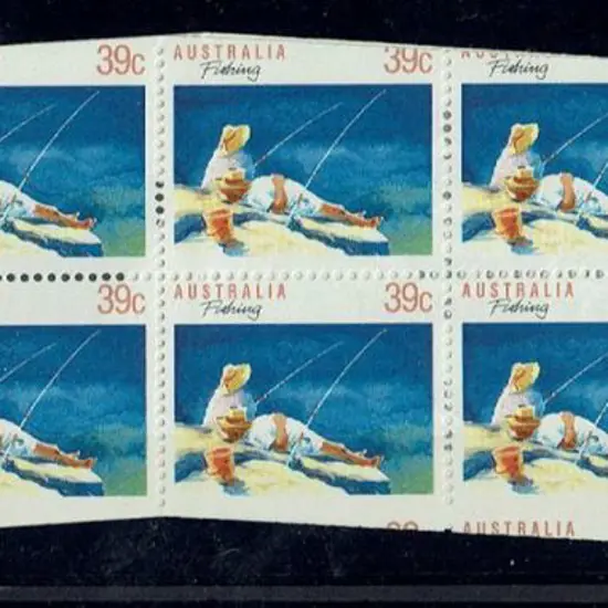 1989 $3.90 Fishing booklet miscut resulting in ...