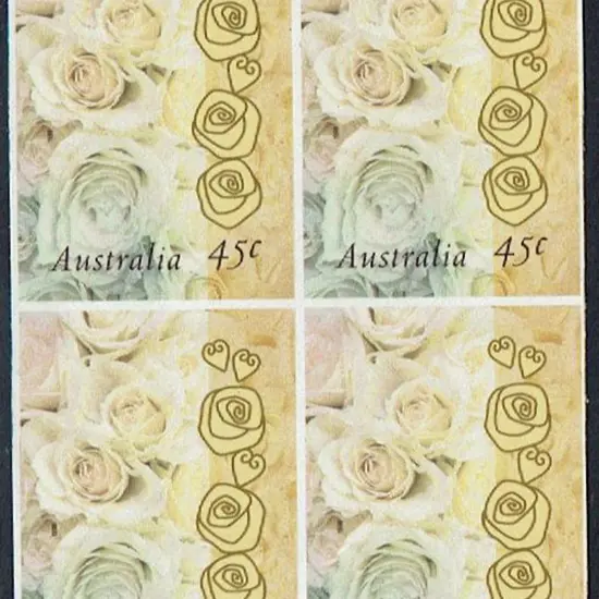 1998 45c Champagne Roses S/A block of 4 from the ...