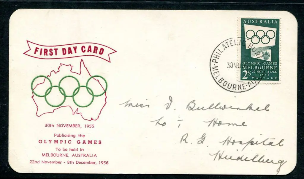 1956 (30th Nov) 2/- Olympic Games green on illust ... Image 1++