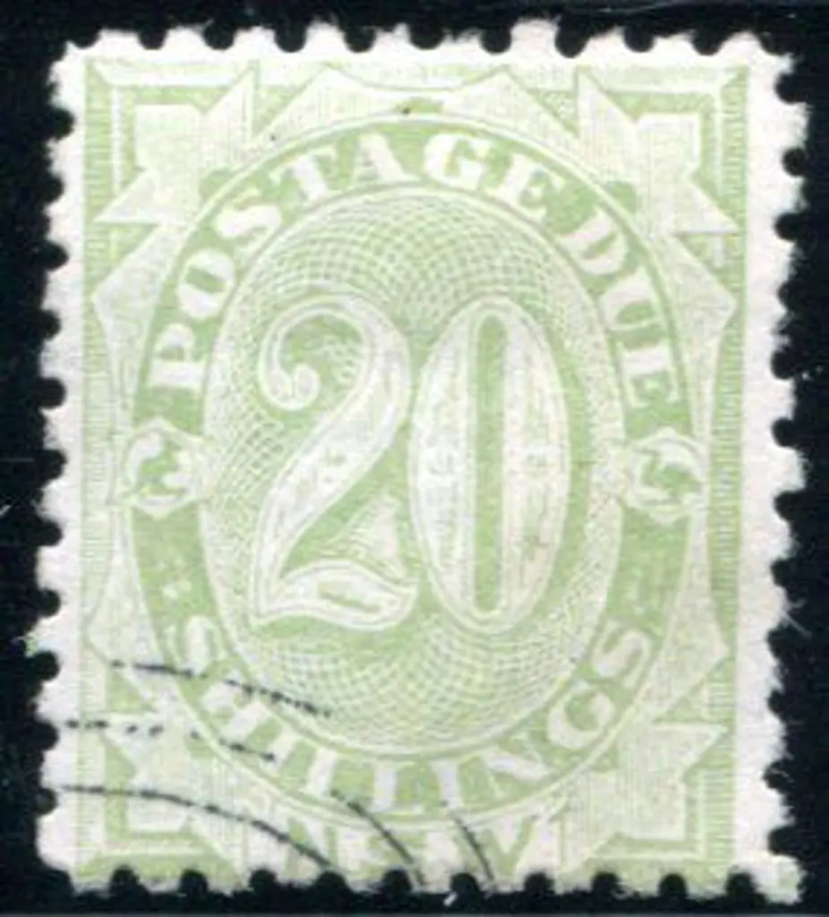 1891/97 20/- Postage Due, perf 10. Pulled perf at ... Image 1++