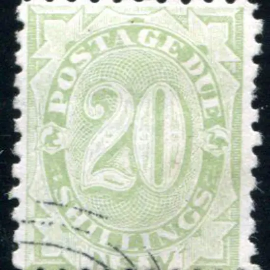 1891/97 20/- Postage Due, perf 10. Pulled perf at ...