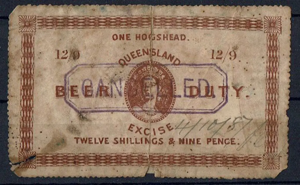 1887 12/9d Beer Duty Revenue in brown for "ONE ... Image 1++