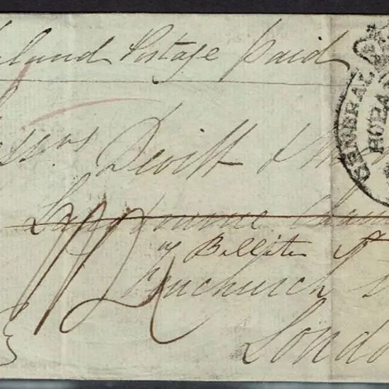 1840 Hobart to London pre-stamp entire with ...