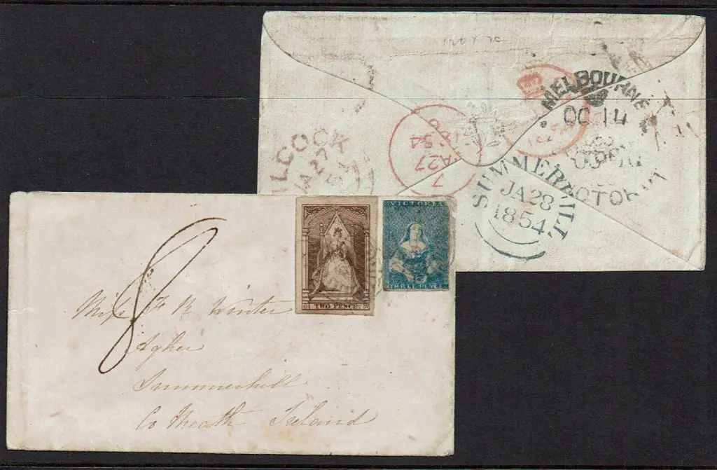 1853 (14th Oct) Cover to Ireland bearing 2d Queen ... Image 1++