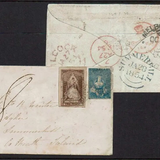 1853 (14th Oct) Cover to Ireland bearing 2d Queen ...