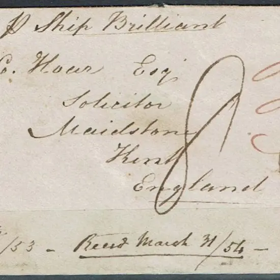 1853 (24th Dec) stampless cover to England with "P ...