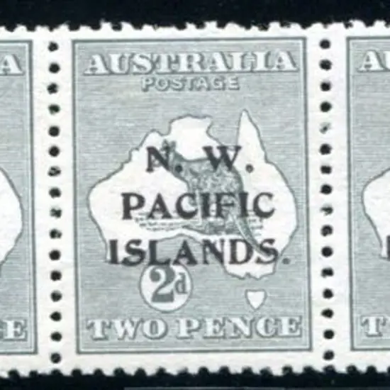 1915/16 2d grey horiz strip of 5 showing transfer ...