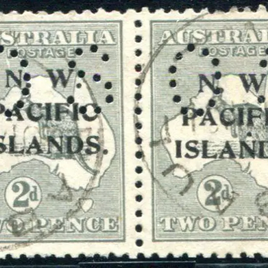 1915/16 2d grey kangaroo pair perfined "OS" with ...