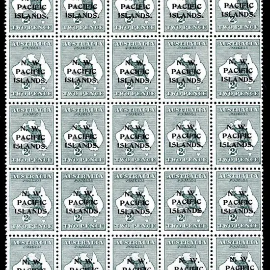 1915/16 2d grey kangaroo plate 2 block of 25 for ...