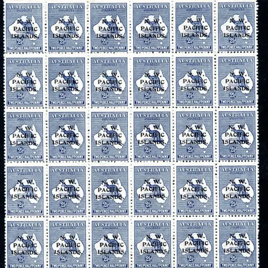 1915/16 2½d blue plate 2 block of 30 for pos ...