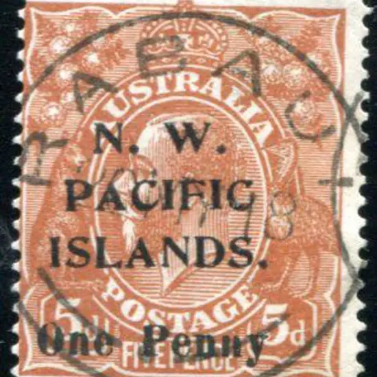 1918 "One Penny" on 5d brown KGV. Fine used with ...