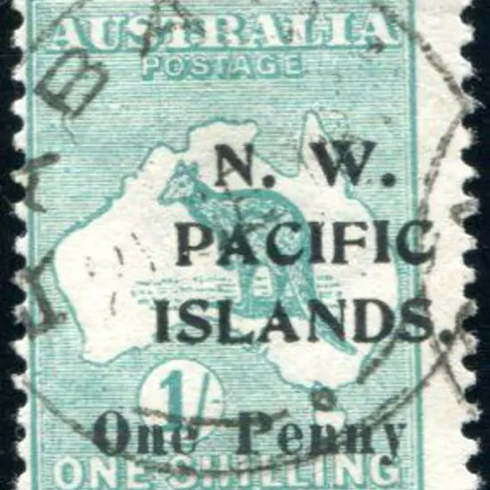 1918 "One Penny" on 1/- green. Fine used with neat ...