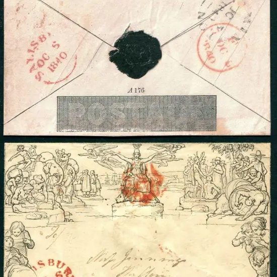 1840 (6th Oct) Mulready envelope with Salisbury ...