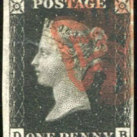 1840 1d intense black, plate 8 with neat corner ...