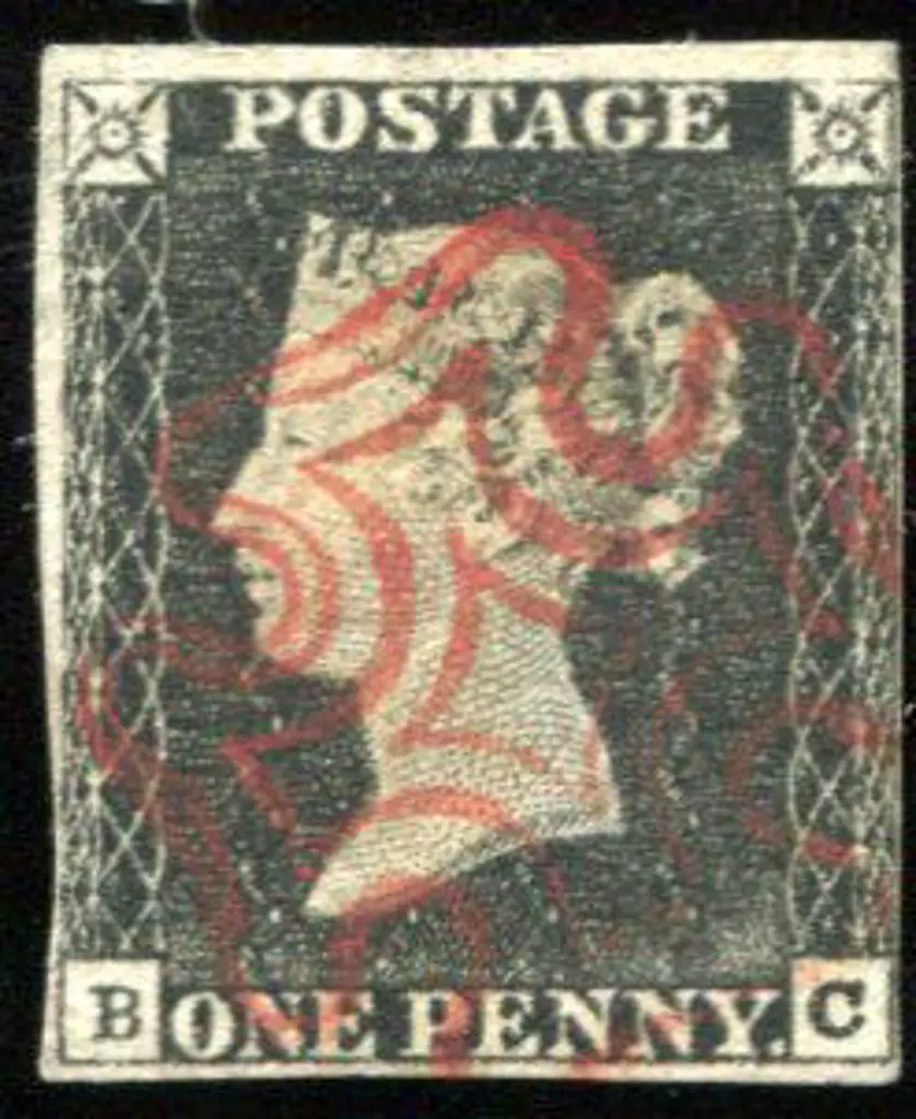 1840 1d black with crisp red Maltese Cross cancel. ... Image 1++
