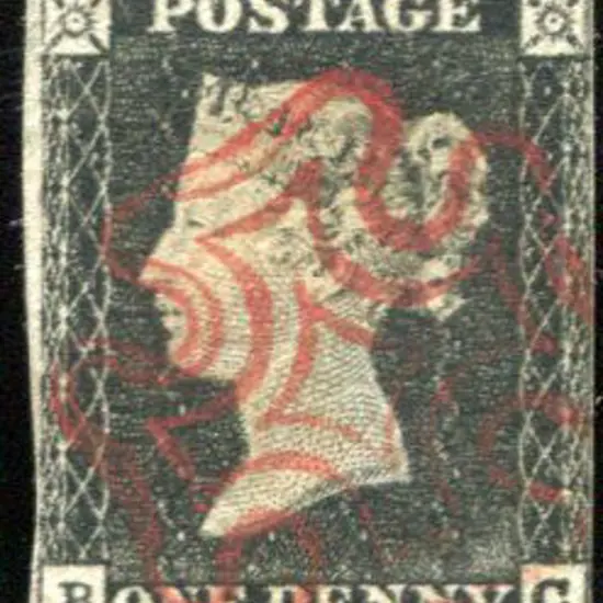 1840 1d black with crisp red Maltese Cross cancel. ...