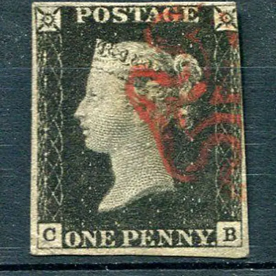 1840 1d black with neat part red Maltese Cross. 3½ ...