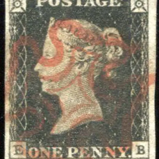 1840 1d black, plate 5 with "E partly doubled in ...