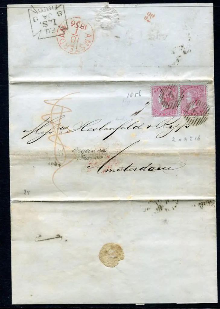 1856 London to Amsterdam 4d carmine on slightly ... Image 1++