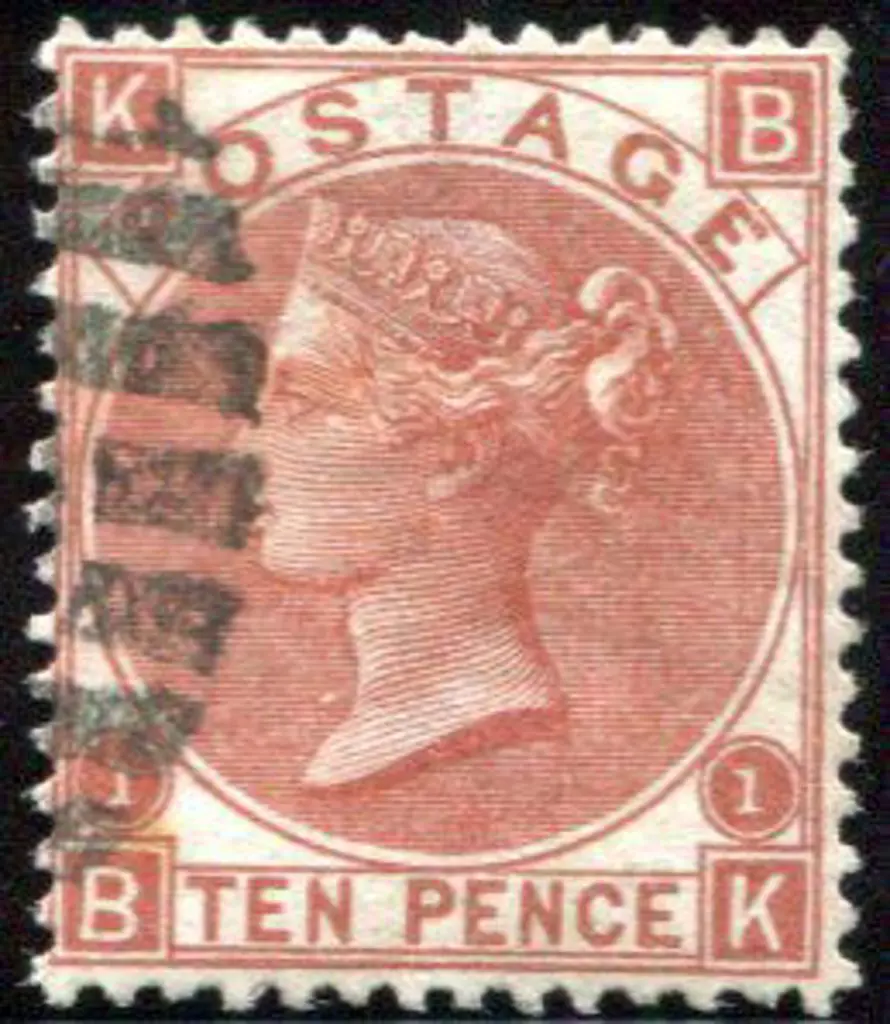 1867 10d deep red brown QV, plate 1. Fine used & ... Image 1++
