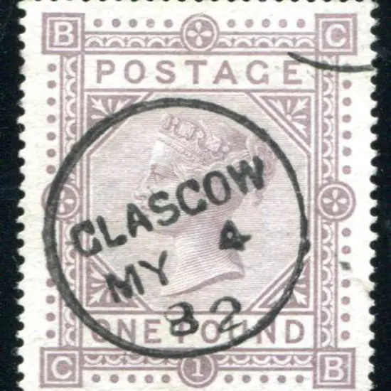 1878 £1 brown-lilac QV, Plate 1, Maltese Cross ...