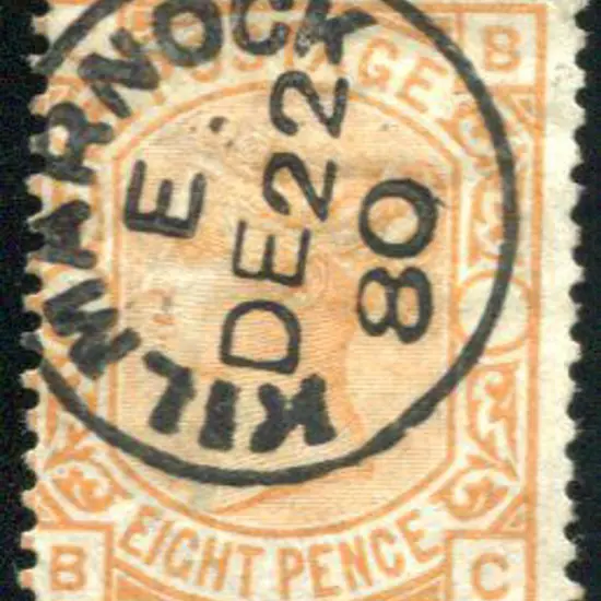1876 8d orange, plate 1. Centered left but superb ...