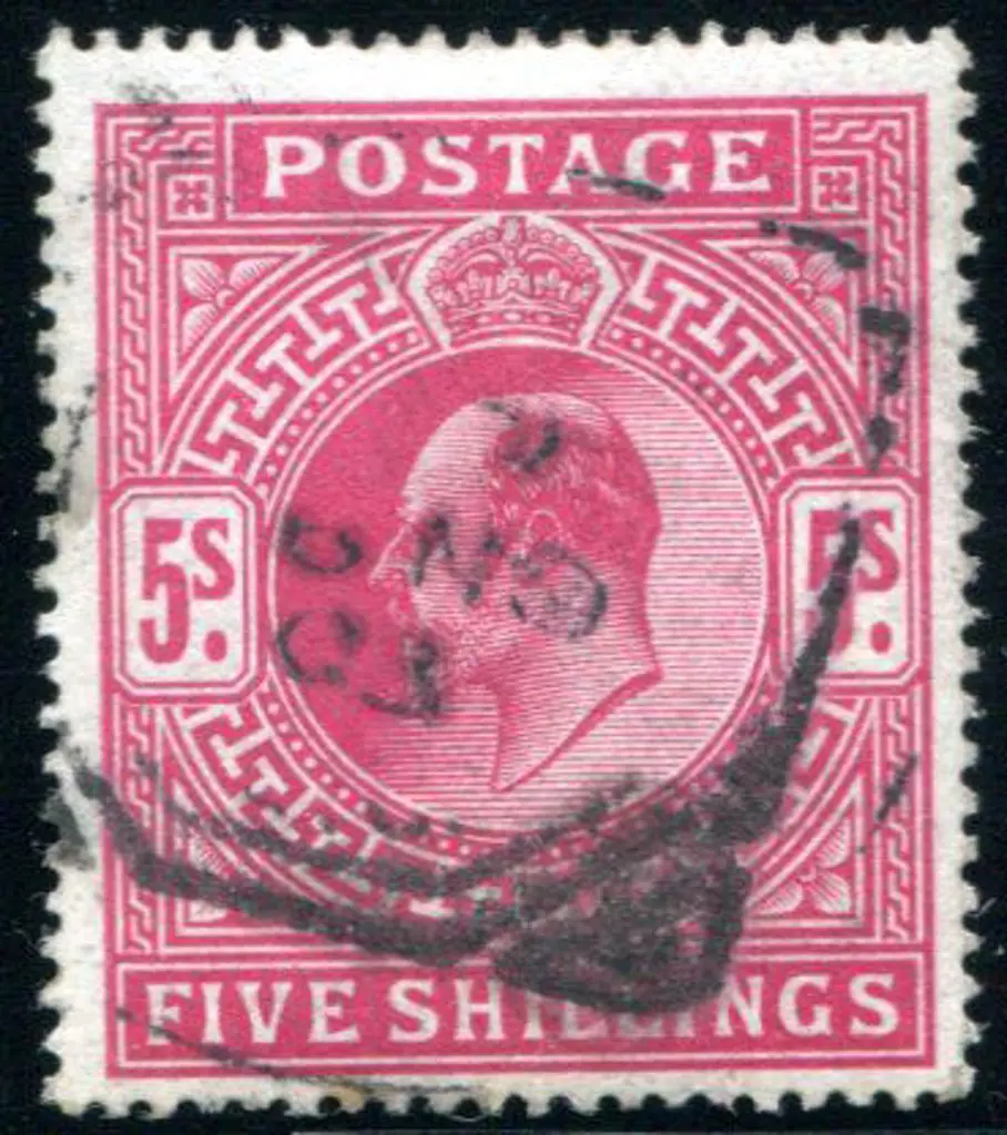 1902/10 5/- bright carmine KEVII fine used by ... Image 1++