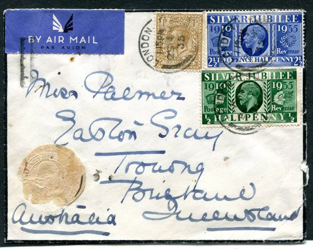 1935 (25th May) Mourning airmail cover to Brisbane ... Image 1++