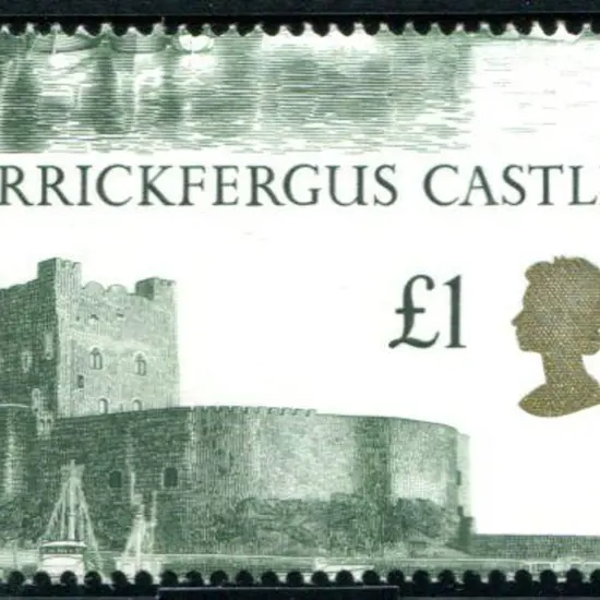 1992 £1 Carrickfergus Castle with massive upward ...