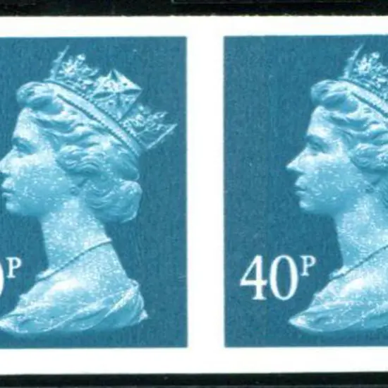 1993 40p turquoise-blue Machin imperforate pair. ...