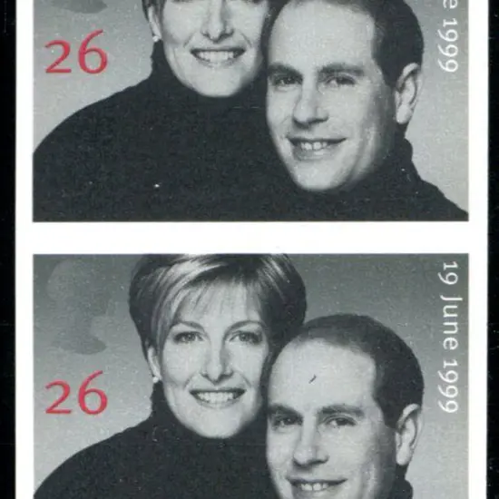 1999 26p Royal Wedding vertical imperforate pair. ...