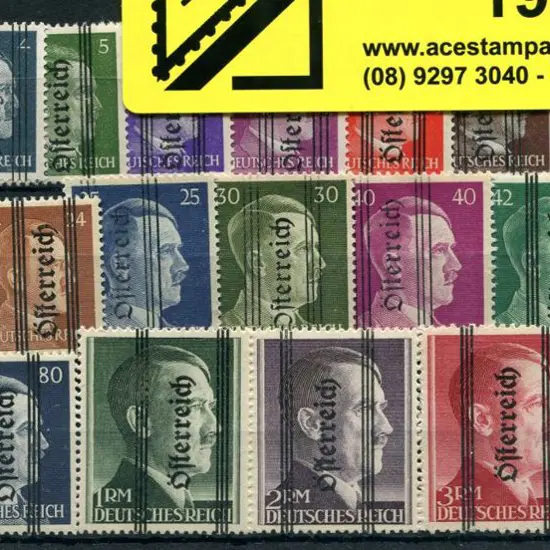 Austria 1945 Hitler heads ovptd vertically to 5RM ...