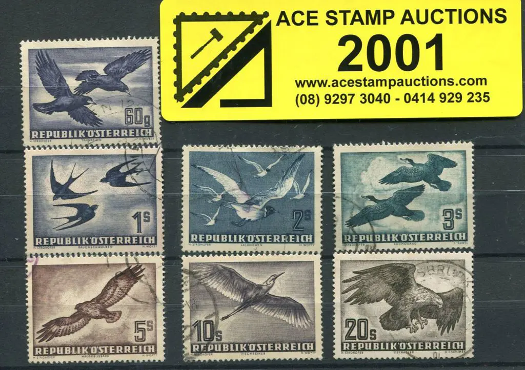 Austria 1950/53 Birds Airmails complete fine used ... Image 1++