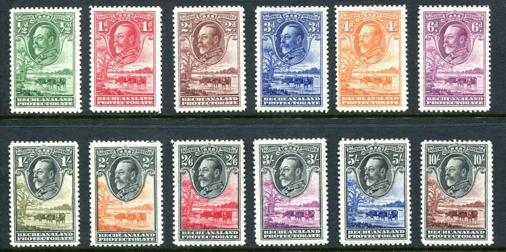 Bechuanaland 1932 KGV pictorials set to 10/. MLH, ... Image 1++