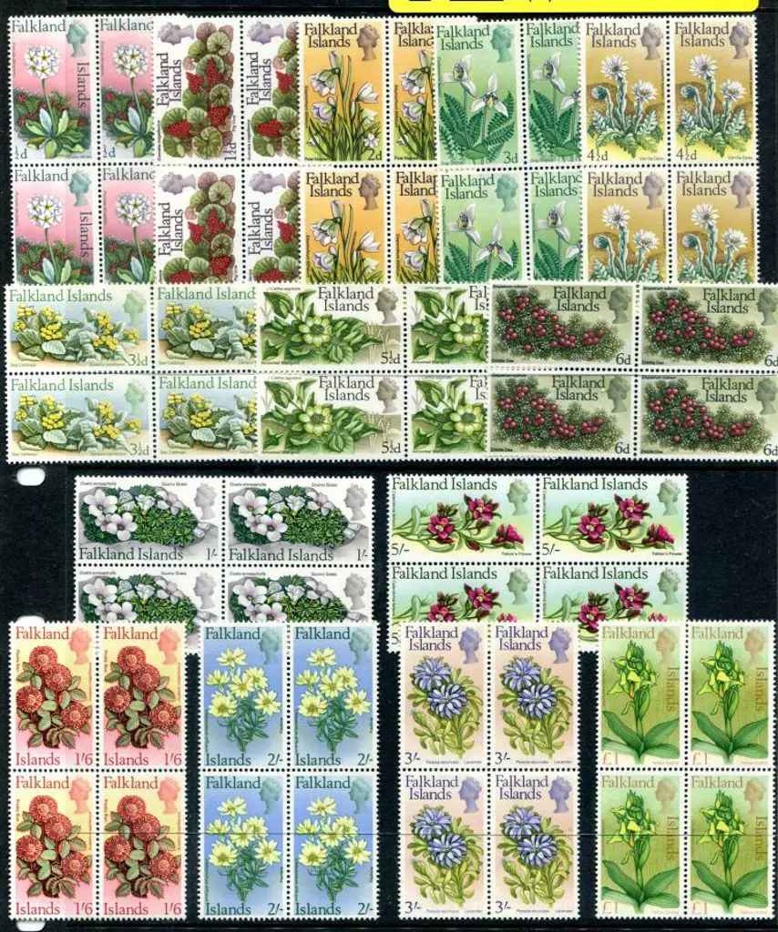 Falkland Islands 1968 Flowers set of 14 to £1 in ... Image 1++
