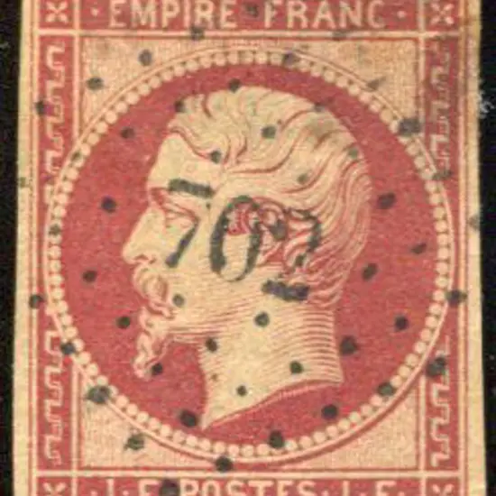 France 1853 1f carmine Napoleon imperf with four ...